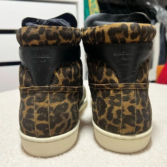 Saint Laurent Black and Brown Leopard Sneakers EU39 US6 - Picture 5 of 6